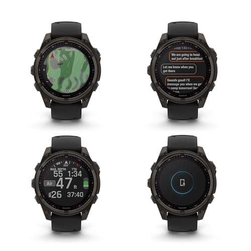 Garmin Fenix 8 47MM Solar Sapphire Multisport GPS Smartwatch Carbon Gray DLC Titanium with Black Gray Silicone Band, Built-in LED Flashlight, Health & Fitness Smart Watch Bundle for Men & Women 4