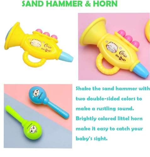 Toddler Musical Instruments Toys, Baby Maracas Shakers Percussion Mini Drum Set for Toddlers Preschool Boys and Girls（Random Color） 4