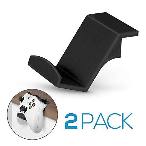 BRAINWAVZ Game Controller Desktop Stand Holder (2 Pack) for XBOX ONE 360 SWITCH PS4 STEAM PC NINTENDO, Universal Gamepad Accessories - No screws, Stick on, Black 1