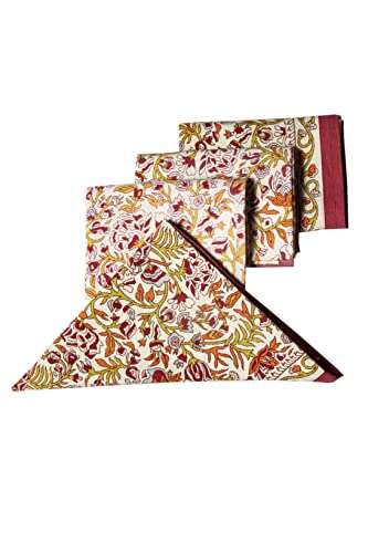 CONTRAST LIVING kanchana Hand Block Printed Kitchen Towel/Dish Towel/Hand Towel Multi Color Set of 3 Pcs 3