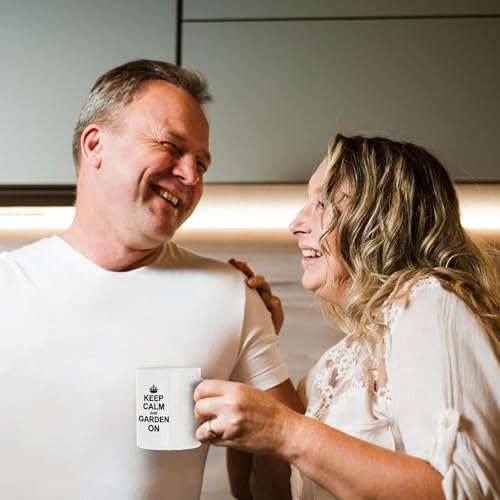 3dRose Coffee Mug, Size - 11oz - Keep Calm and Garden on - carry on gardening - gardener gifts - black fun funny humor humorous Typography - funny coffee cup gift 4