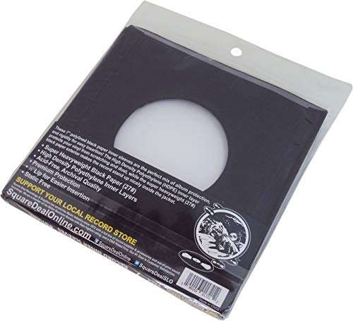(100) Super Heavyweight Polylined Black Paper Inner Sleeves for 7" Records - Archival Quality, Acid-Free, Static-Free - Premium Protection 3