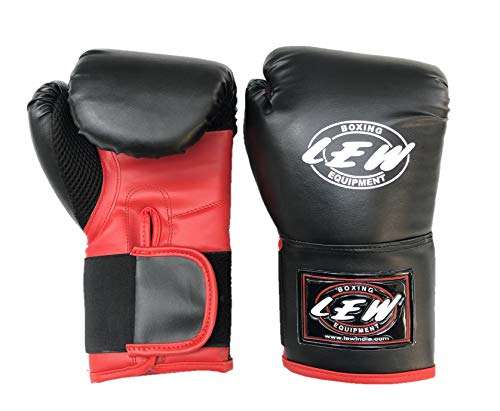LEW 12OZ Black/Red Training Boxing Gloves 1