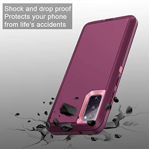 I-HONVA for Galaxy S20 FE 5G Case Shockproof 3 in 1 Full Body Protection [Without Screen Protection] Rugged Heavy Duty Cover Case for Samsung Galaxy S20 FE 5G 6.5 inch 2020, Purple 4