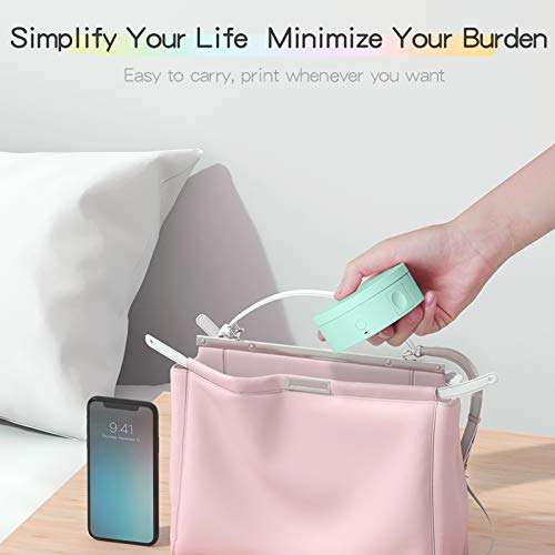 PeriPage L1 Mini Pocket BT Label Maker Sticker Inkless Portable Thermal Label Printer with 1 Roll White Paper Tape Compatible with iOS Android Smartphone for Home Office School Retail Store 3