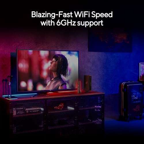 ASUS ROG USB-BE92 Tri-Band BE6500 WiFi 7 USB Adapter, 6GHz Band, Support 4096-QAM, Multi-Link Operation (MLO), Compatible with Type A and C, WPA3 Network Security 4