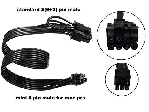 Mini 6 Pin Male to 8(6+2) Pin Male PCI Express Video Card Power Adapter Cable for Mac Pro Tower/Power Mac G5 20-inches TeamProfitcom 2