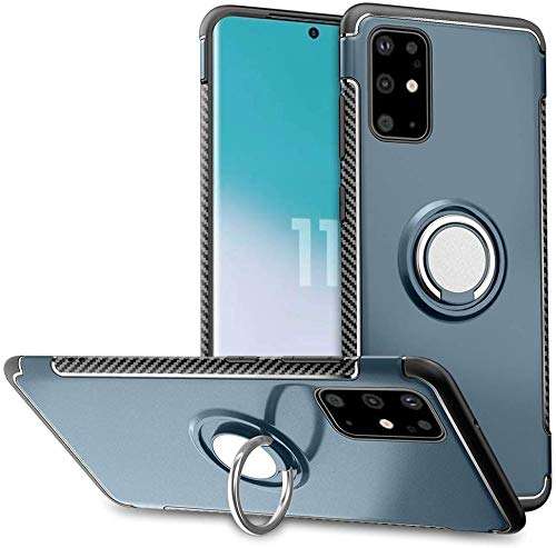 Lantier Dual Layer Rugged Armor Phone Case with Ring Holder Stand Kickstand for Cell Phone Grip Stand Magnetic Case Back Fits Magnetic Car Mount for Samsung Galaxy S20 Plus/S11 6.7inch Navy Blue 1