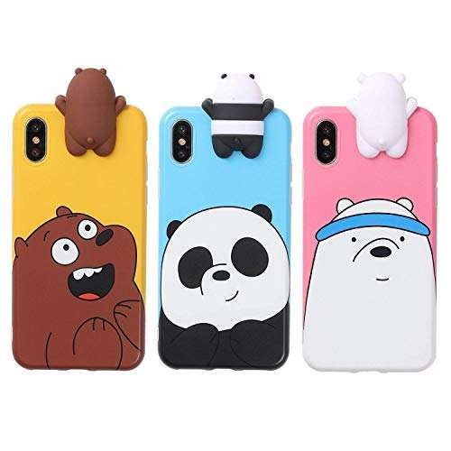 Aikeduo for 3D Cartoon Animals Cute We Bare Bears Soft Silicone Case Cover Skin 3pcs Sell for iPhone Xs MAX case (iPhone Xs MAX) 1