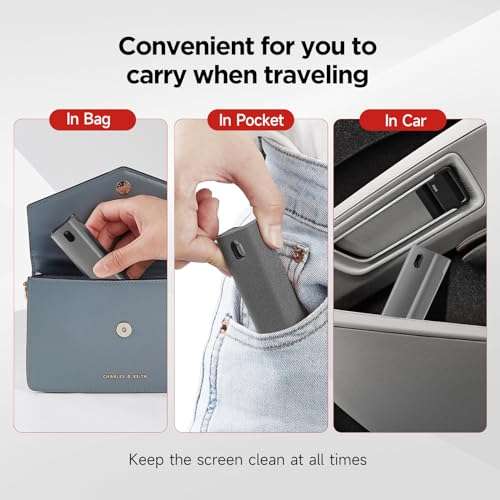 YTT Screen Cleaner, All-in-One Spray & Wipe Cleaner, with Transparent Protective Shell for All Phones, Laptop and Tablet Screens (Gray) 4