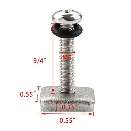 VTurboWay 316 Stainless Steel Fin Screw and Plate for Surf Longboard and SUP, 3 Pack, M5 Screw Suitable for Plastic Single Fin 5