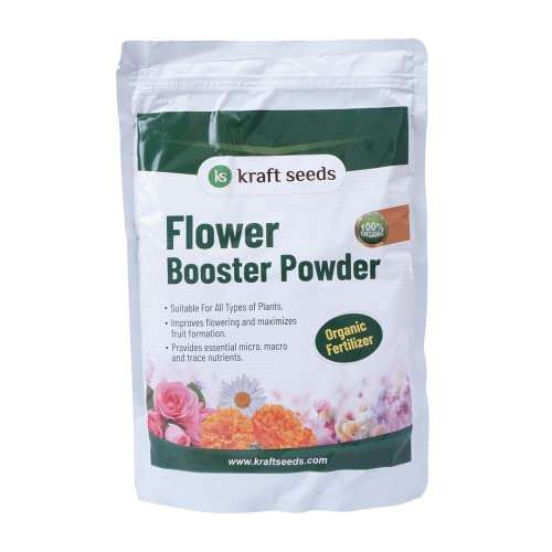 Kraft Seeds Organic Flower Booster Powder (Pack of 1, 0.9 Kg) | Growth Boosting Fertilizer | Flower Fertilizer for All Types of Plants | Beneficial Microbes for Better Flowering 1