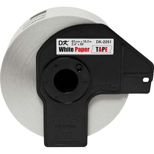 Brother Genuine DK-2251 Continuous Length Replacement Labels, Black/Red Label on White Paper Tape, Engineered with Excellence, 2.4” x 50 feet, 1 Roll per Box 4