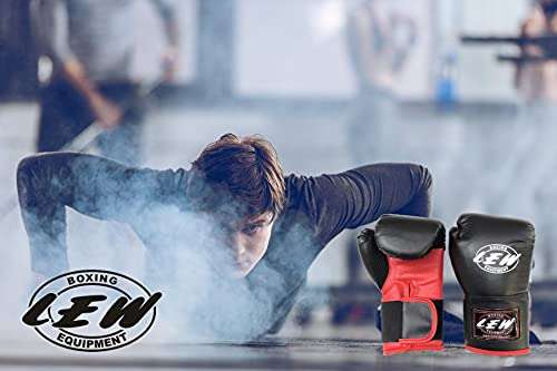 LEW 12OZ Black/Red Training Boxing Gloves 3