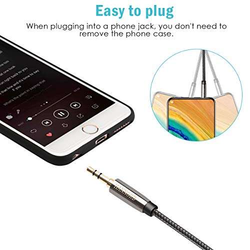 AUX Cable, Hannord 3.5mm Nylon Braided Stereo AUX Cable Male to Male Hi-Fi Sound AUX Cord Auxiliary Audio Cable for Car, Headphone, Speaker, Home Stereo, iPhone, Echo(3.3 Feet / 1 Meter) 6
