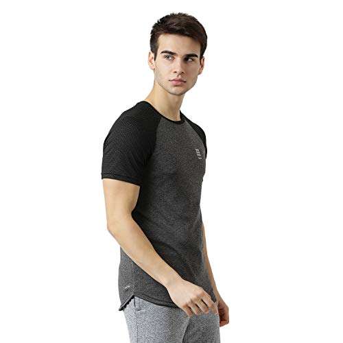ROCK.IT Men's Solid Regular Fit T-Shirt (2190100426-2_Grey 44) 6