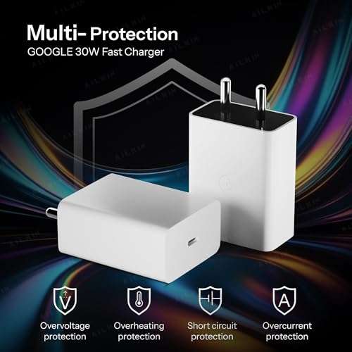 AILKIN 30W Type C Fast Charger Adapter with USB C to Type C Cable, Compatible with Google Pixel 9 Pro XL/9 Pro Fold/9 Pro/9/9a/8 Pro/8/8a,Laptop,Tablet,Chromebook & More, Quick Charging USB C Adapter 3