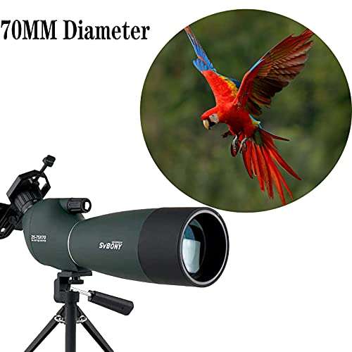 SVBONY SV28 Spotting Scopes with Tripod,Hunting,25-75x70,Angled,Waterproof,Range Shooting Scope,with Phone Adapter,Compact, for Target Shooting,Birding,Wildlife Viewing 3