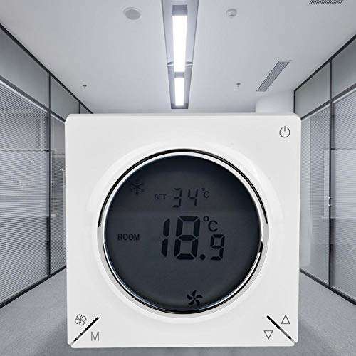 Junluck Thermostat, LCD Thermostat, LCD Air Conditioning Fan Coil Central Thermostat Water or Wind Heating Room Programmable Temperature Controller 4