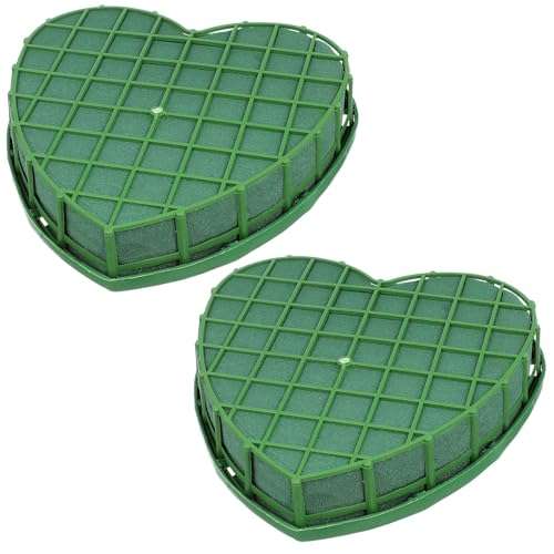 GANAZONO Floral Foam Blocks 2pcs Heart Flower Arrangement Base - Dry & Wet Polystyrene Blocks for DIY Flower Arranging 1