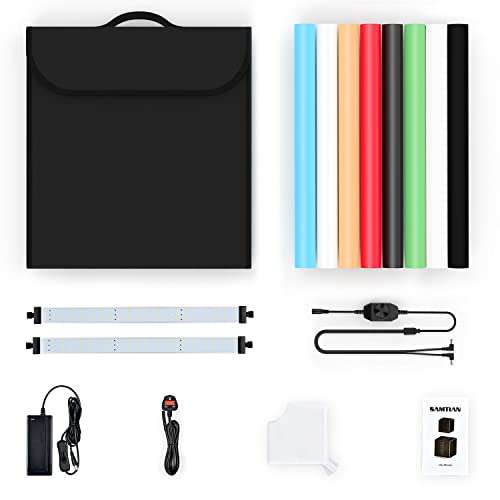 Travor Photo Box 16"/40cm Photo Studio Light Box Photography Shooting Tent with Movable LED Lights, Dimmable Table Top Light Tent with 4 Color Backdrops (White Black Red Blue), CRI95+ 6