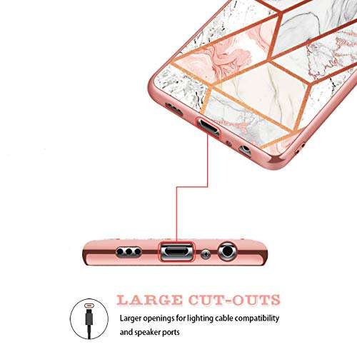 Fingic LG K92 Case, LG K92 5G Case Rose Gold Marble Slim Fit Shockproof Protective Hybrid Hard PC Soft TPU Bumper Cover Phone Cases for LG K92 5G, Rose Gold Marble 6
