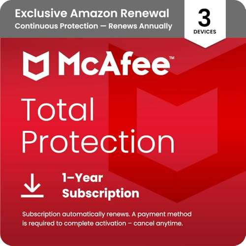 McAfee Total Protection 3-Device 2025 Ready |Security Software Includes Antivirus, Secure VPN, Password Manager, Identity Monitoring | 1 Year Subscription with Auto Renewal 1