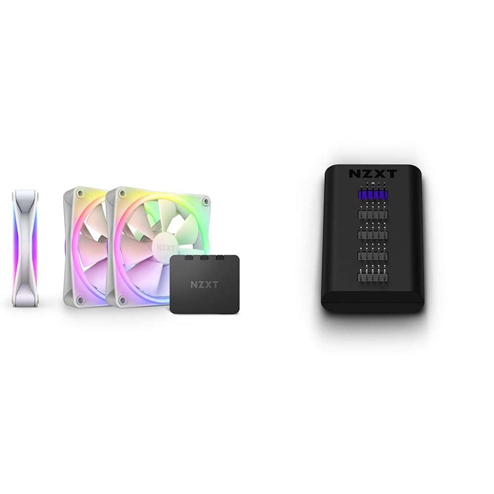 NZXT RGB 120mm Triple Fan Pack and Internal 4-Port USB Hub - F120 RGB Duo 3-Pack with Controller and AC-IUSBH-M3 Magnetic Expansion 1
