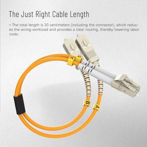 Karono 1FT LC (Male) to SC (Female) Fiber Optic Adapter Cable, Multimode 62.5/125 Duplex, Hybrid Connector Coupler Converter Dongle Mutual Transfer Fiber Patch Cable 3