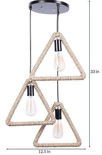 Carsten HL-40 Triangle Shaped 3 Light Hanging Light Pendant Light for Ceiling to Decor (Black) 3
