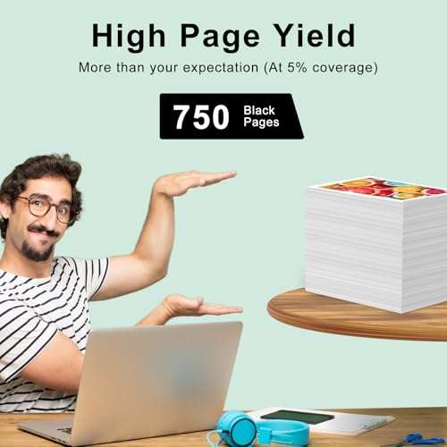 SAILNER 901XL Black Ink Cartridges(2-Pack) Remanufactured Ink for HP 901 901XL Ink Cartridges Work for HP Officejet 4500 J4524 J4540 J4550 J4580 J4624 J4680 Printer Ink 901 XL (High-Yield Black) 3