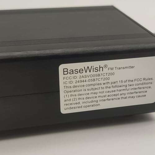 BaseWish 0.5W 0.1W Long Range FM Transmitter with LCD & 3.5mm Audio Cable - Ideal for Drive-in Church, School & Supermarket Events, Light Shows & Fireworks Display - Black 3