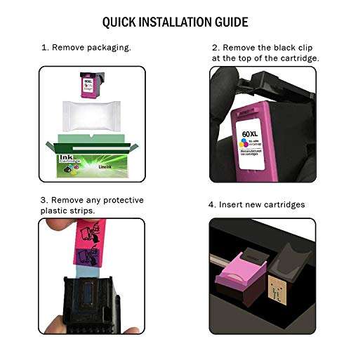 Limeink Remanufactured Ink Cartridge 60XL 60 XL Replacement for HP Envy 100 110 120 Photosmart c4680 c4780 c4795 d110 Deskjet d2680 f2430 f4280 f4440 f4480 f4580 Printer (3 Black, 2 Color) 2