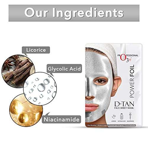 O3+ Hair Spa Kit Infused with Argan Oil & O3+ Power Foil D-Tan Face sheet mask for Skin Brightening Face Mask For Glowing Skin Combo 5