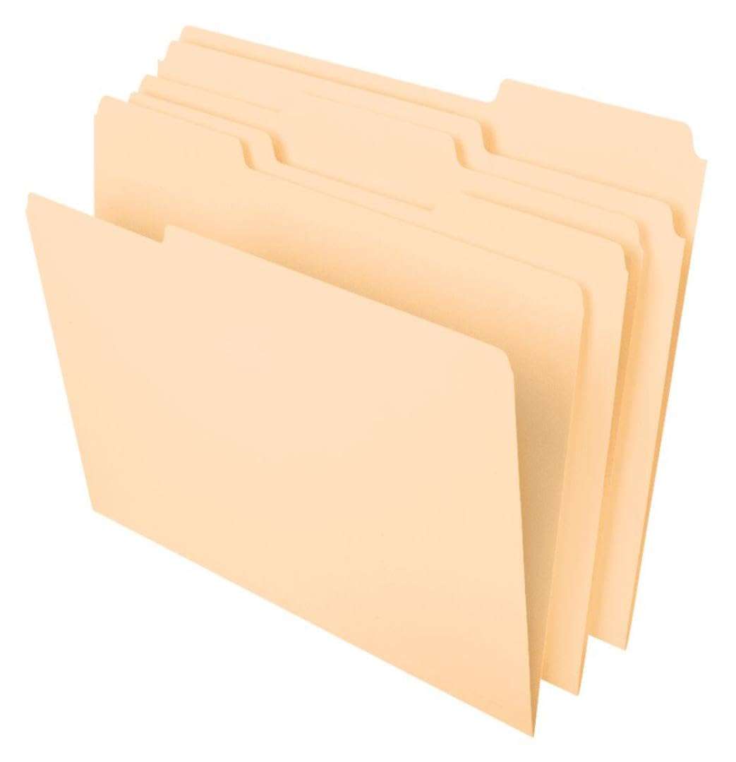 Pendaflex File Folders, Letter Size, 8-1/2" x 11", Classic Manila, 1/3-Cut Tabs in Left, Right, Center Positions, 100 Per Box (65213) 1