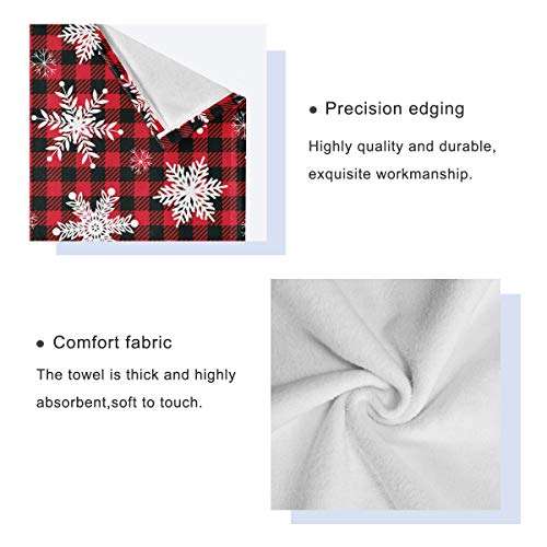 Vdsrup Buffalo Plaid Snowflakes Towels Set of 3 Red Check Winter Christmas Hand Towel Bath Towel Washcloth Soft Thin Face Guest Towel Kitchen Tea Dish Towels Bathroom Decorations Housewarming Gifts 3