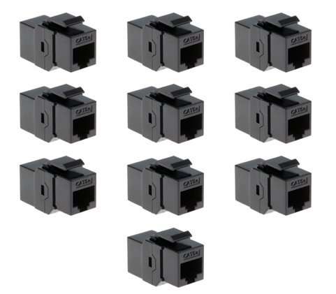 Cat5e Female to Cat5e Female Keystone Coupler - Black - 10 Pack 1