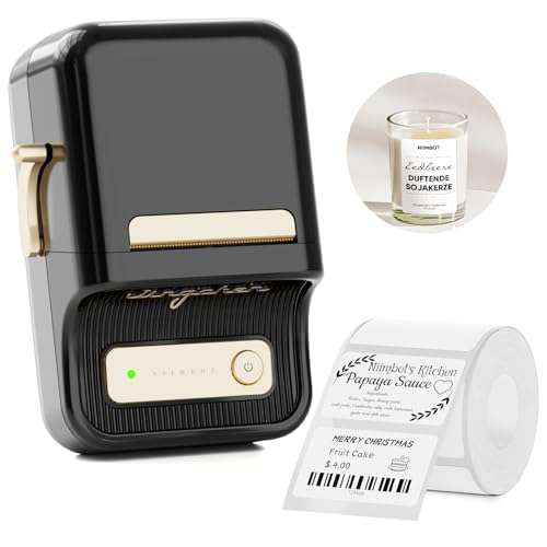 NIIMBOT B21 Inkless Label Maker, Portable Thermal Label Printer for Clothing, Address, Business, Compatible with iOS & Android, with 1 Pack 50x30mm White Label, Black 1