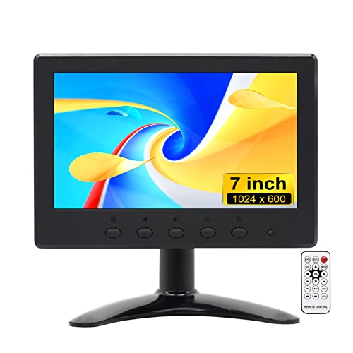 7 inch Small Monitor,Portable Monitor, LCD HDMI Monitor 1024x600, VGA Monitor,HDMI/VGA/AV Input Mini Monitor,with Speakers