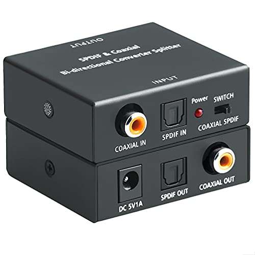 ROOFULL Bi-Directional Digital Coaxial to/from Optical Toslink SPDIF Audio Converter/Adapter/Repeater 1