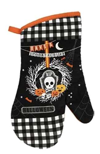 GI Halloween Kitchen Set Spiderwebs Printed Includes 2 Dish Towels, 2 Square Potholders, 1 Oven Mitt Great for Cooking, Baking, House Warming and Decoration (Set of 5 Piece) 2