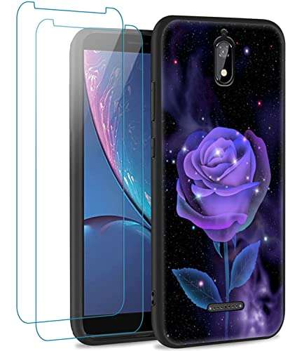 QUIETIP Case Compatible with Hot Pepper Serrano 3,Slim Shockproof Full Body Protective Soft TPU Bumper Cover,2 x Tempered Glass Screen Protector,Wolf