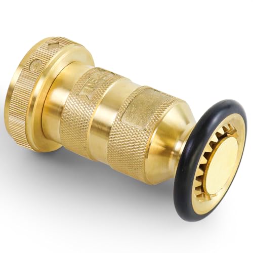 Fire Hose Nozzle 1-1/2" NPSH/NPT Fire Fighter Hose Nozzle 100 psi 75 gpm Brass Fire Equipment Jet Fog Spray Nozzle, Heavy-Duty Industrial Brass Fire Equipment Water Hose Nozzle