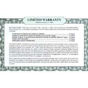 International Door Closers Model 311 BODY ONLY Fixed ADA (Handicap) Multi-sized Overhead Concealed Closer for Exterior Doors - 105 Degree Backstop with No Hold-Open function w/range of sizes from 8.5lbs of Opening Force to medium spring tension 5