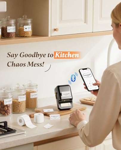 NIIMBOT B21 Inkless Label Maker, Portable Thermal Label Printer for Clothing, Address, Business, Compatible with iOS & Android, with 1 Pack 50x30mm White Label, Black 3