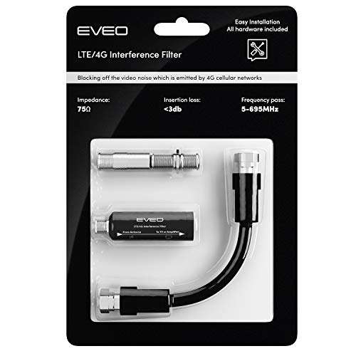 LTE Filter for TV Antenna - HDTV Antennas Signal Purifier - Filters 4G Signal for a Clear Digital HD TV Antenna Channels - Reduces Interference from Cell Towers - Frequency Range 5-695Mhz 2