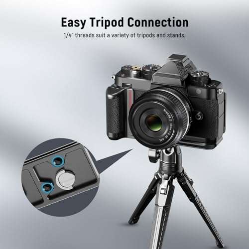 NEEWER Z f Handgrip L Shape Grip for Nikon Z f, Ultra Thin Retro Formfitting Camera Mounting Baseplate with Handle/Brass Shutter Button, Compatible with Arca Swiss Tripod Fluid Head, CA063 4