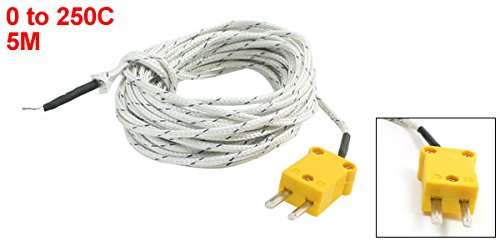 uxcell 5Meter K Type Temperature Controller Thermocouple Probe 0 to 250C 2