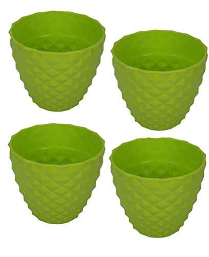 Gardens Need 100% Virgin Plastic Kohinoor -6" Pot | Set of 4 Planter, (15cm x 15cm x 15cm, Lemon Green) 2