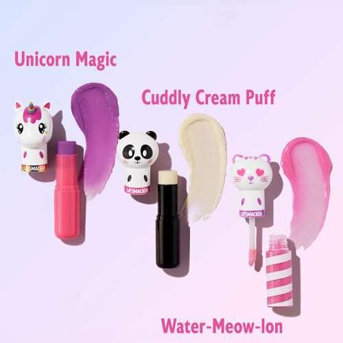 Lip Smacker Lippy Pals, Set of 3 Flavored Moisturizing & Smoothing Soft Shine Lip Balm, Hydrating & Protecting Fun Tasty Flavors ,Cruelty-Free & Vegan - Unicorn, Panda and kitten 2